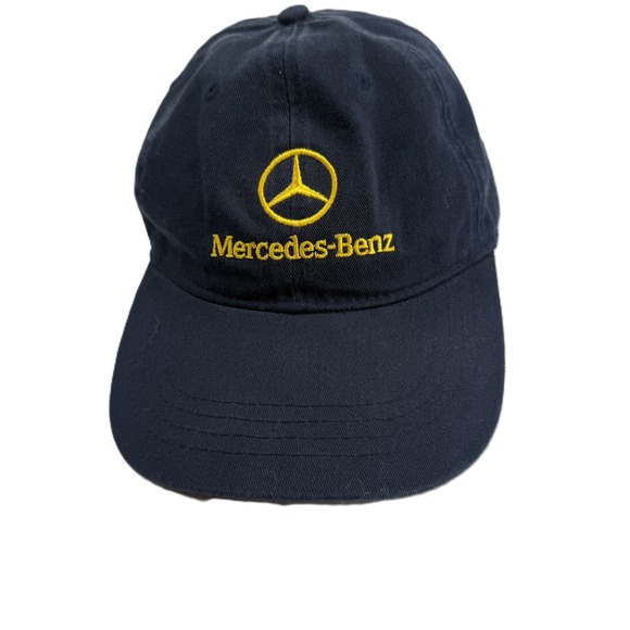 Mercedes-Benz Baseball Cap Mens OSFA Navy Blue Yellow Embroidered Logo Hat